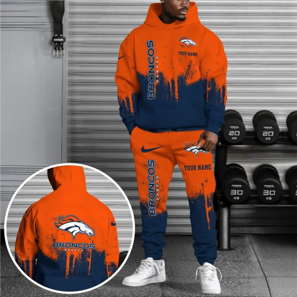 Denver Broncos Hoodie Sweatpants Set Custom Your name, Sport Hoodie Sweatpants Set, Sport Gifts For Fan