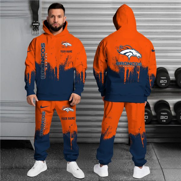Denver Broncos Hoodie Sweatpants Set Custom Your name, Sport Hoodie Sweatpants Set, Sport Gifts For Fan - Image 2