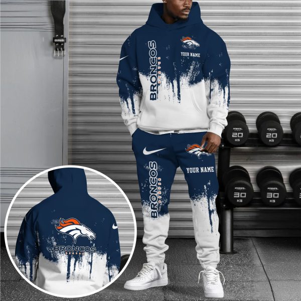 Denver Broncos Hoodie Sweatpants Set Custom Your name, Sport Hoodie Sweatpants Set, Sport Gifts For Fan