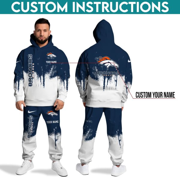 Denver Broncos Hoodie Sweatpants Set Custom Your name, Sport Hoodie Sweatpants Set, Sport Gifts For Fan - Image 3