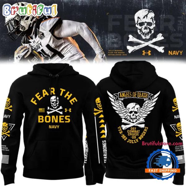 Angel Of Death Jolly Rogers Navy Midshipmen Black Hoodie