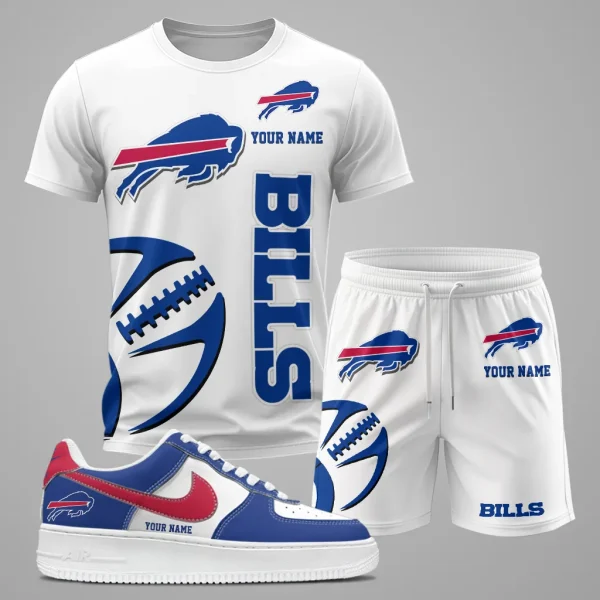 Buffalo Bills Combo T shirt Shorts and Sneaker Set, Buffalo Bills T shirt and shorts set, Summer Set SM24