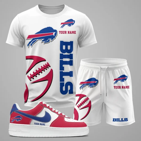 Buffalo Bills Combo T shirt Shorts and Sneaker Set, Buffalo Bills T shirt and shorts set, Summer Set SM25