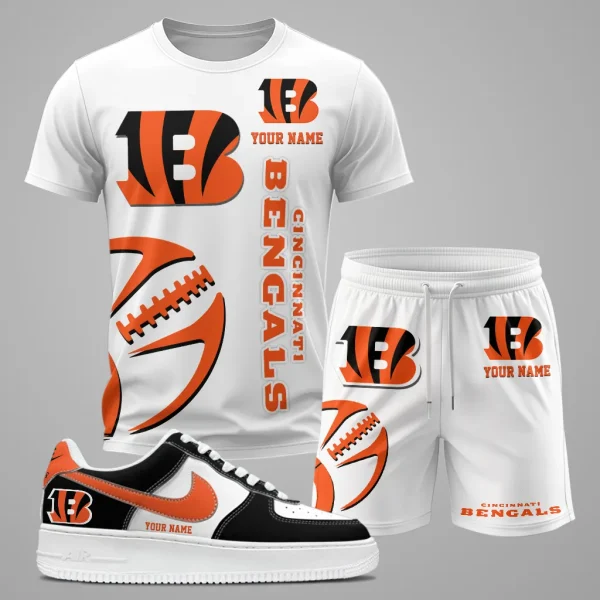 Cincinnati Bengals Combo T shirt Shorts and Sneaker Set, Cincinnati Bengals T shirt and shorts set, Summer Set SM26