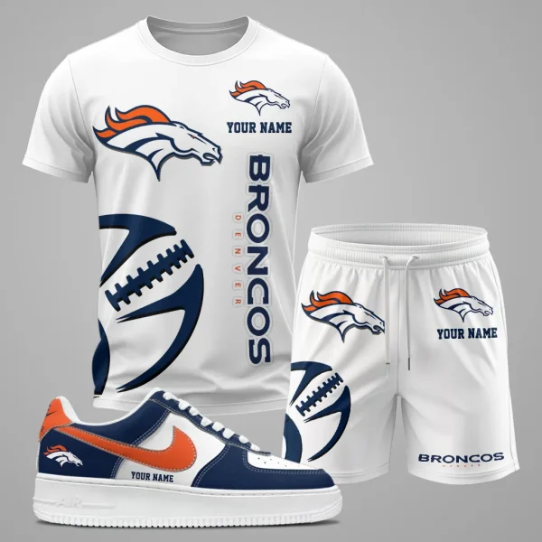 Denver Broncos Combo T shirt Shorts and Sneaker Set, Denver Broncos T shirt and shorts set, Summer Set SM29