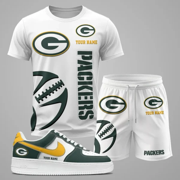 Green Bay Packers Combo T shirt Shorts and Sneaker Set, Green Bay Packers T shirt and shorts set, Summer Set SM08