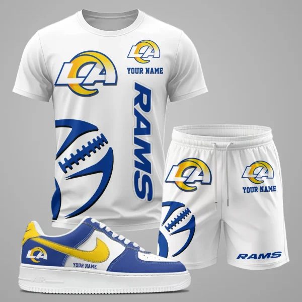 Los Angeles Rams Combo T shirt Shorts and Sneaker Set, Los Angeles Rams T shirt and shorts set, Summer Set SM09