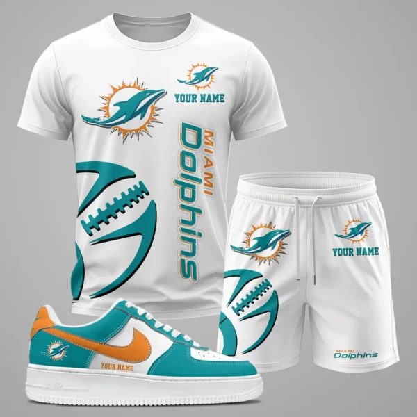 Miami Dolphins Combo T shirt Shorts and Sneaker Set, Miami Dolphins T shirt and shorts set, Summer Set SM34
