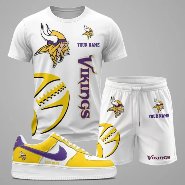 Minnesota Vikings Combo T shirt Shorts and Sneaker Set, Minnesota Vikings Rams T shirt and shorts set, Summer Set SM10