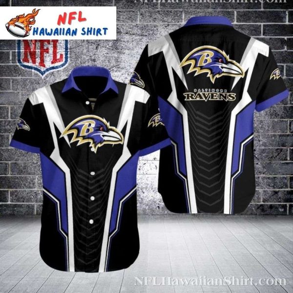 Aerodynamic Agility - Baltimore Ravens Hawaiian Shirt With Sharp Angles And Stripes