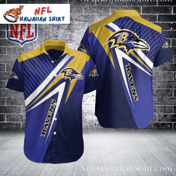 Aerodynamic Agility - Baltimore Ravens Hawaiian Shirt With Sharp Angles And Stripes - Image 2