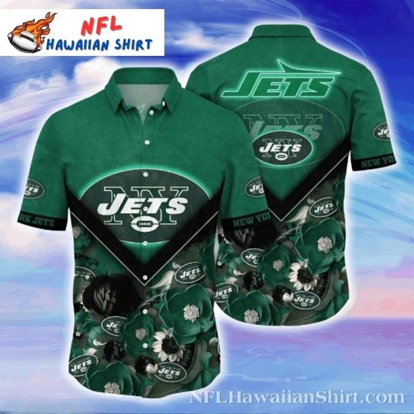 Aloha Bloom Jets - NY Jets Hawaiian Shirt With Tropical Floral Accents