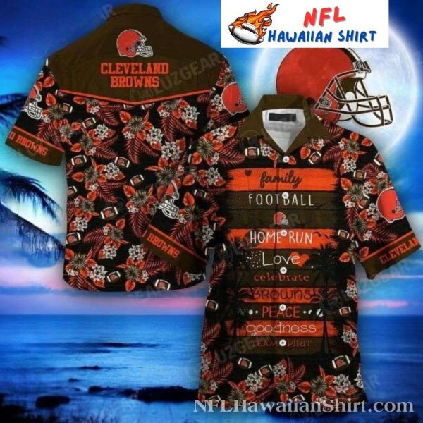 Aloha Endzone Cleveland Browns Hawaiian Shirt - Floral Night Football Fantasy