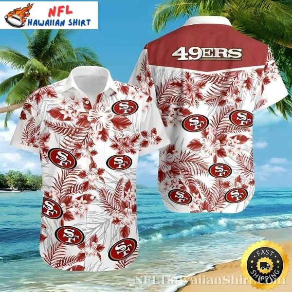 White Floral Blitz - San Francisco 49ers Hawaiian Shirt