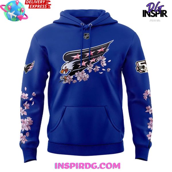 Washington Capitals 50th Anniversary Cherry Blossom Blue Hoodie - Image 2