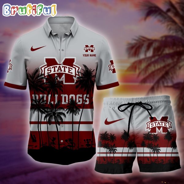 Mississippi State Bulldogs Palm Tree Summer Hawaiian Shirt, NCAA Sport Summer Hawaiian Set, Summer Beach Short