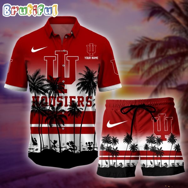 Indiana Hoosiers Palm Tree Summer Hawaiian Shirt, NCAA Sport Summer Hawaiian Set, Summer Beach Short