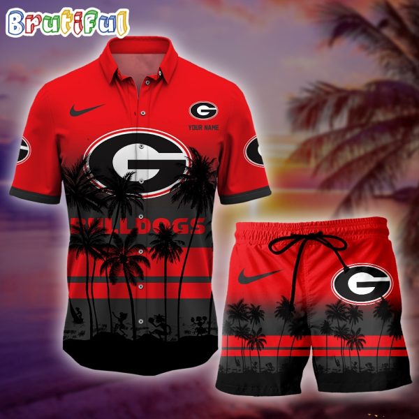 Georgia Bulldogs Palm Tree Summer Hawaiian Shirt, NCAA Sport Summer Hawaiian Set, Summer Beach Short