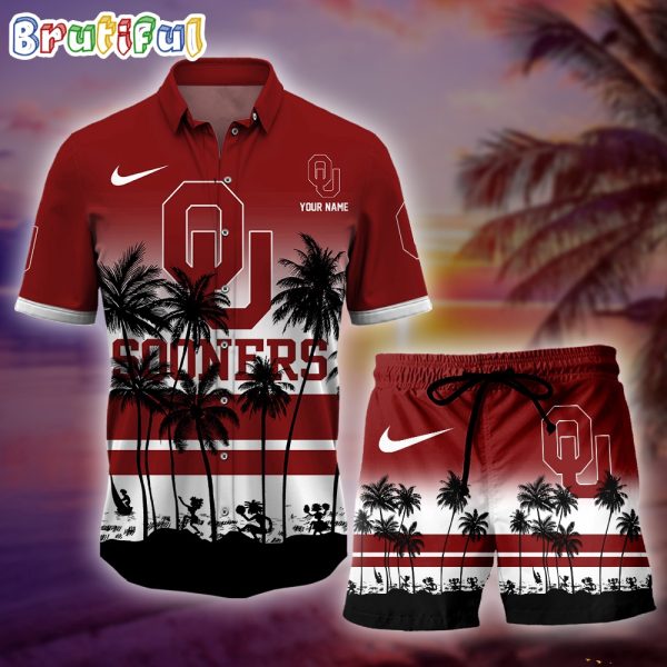 Oklahoma Sooners Palm Tree Summer Hawaiian Shirt, NCAA Sport Summer Hawaiian Set, Summer Beach Short