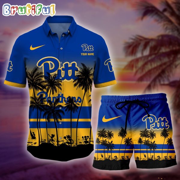 Pittsburgh Panthers Palm Tree Summer Hawaiian Shirt, NCAA Sport Summer Hawaiian Set, Summer Beach Short