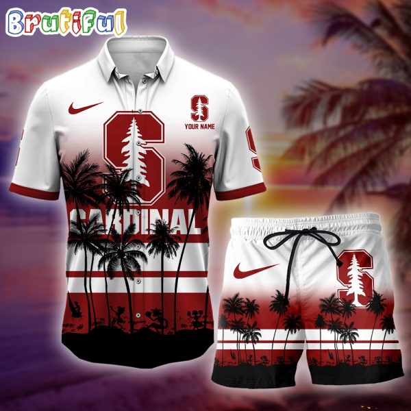 Stanford Cardinal Palm Tree Summer Hawaiian Shirt, NCAA Sport Summer Hawaiian Set, Summer Beach Short