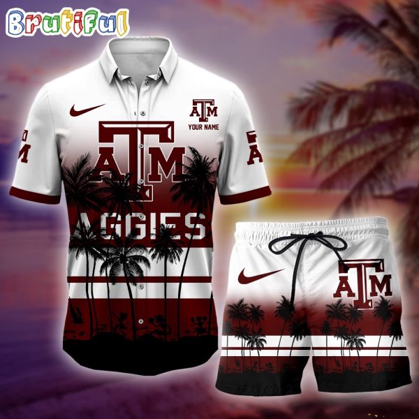 Texas A&M Aggies Palm Tree Summer Hawaiian Shirt, NCAA Sport Summer Hawaiian Set, Summer Beach Short