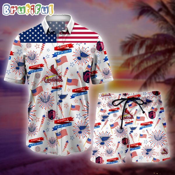St. Louis Candinals 4th Of July Hawaiian Shirt, St. Louis Sport Happy Independence Day Beach Short, St. Louis Candinals Hawaiian Set