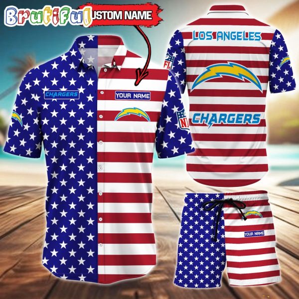 Los Angeles Rams American Flag Hawaii Shirt, NFL Sport American Flag Hawaiian Shirt And Shorts Set Mens