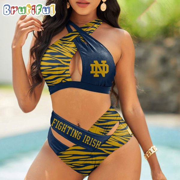 Notre Dame Fighting Irish Zebra Women Bikini Set Sporty Bikini Sets