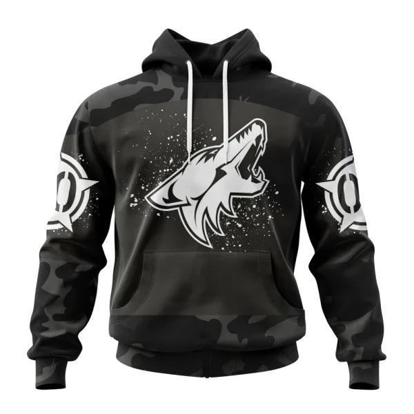 Hoodie NHL Arizona Coyotes Special Black Camo Design For Veterans Day St2304