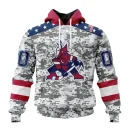 Hoodie NHL Arizona Coyotes Special Camo Design For Veterans Day St2301