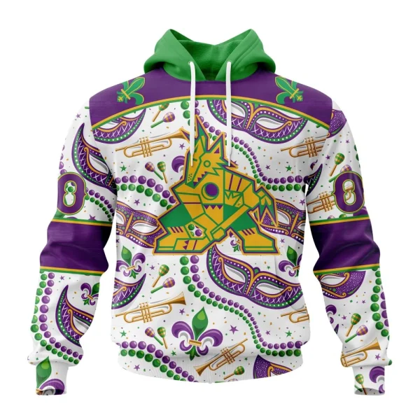 Hoodie NHL Arizona Coyotes Special Mardi Gras Design St2401