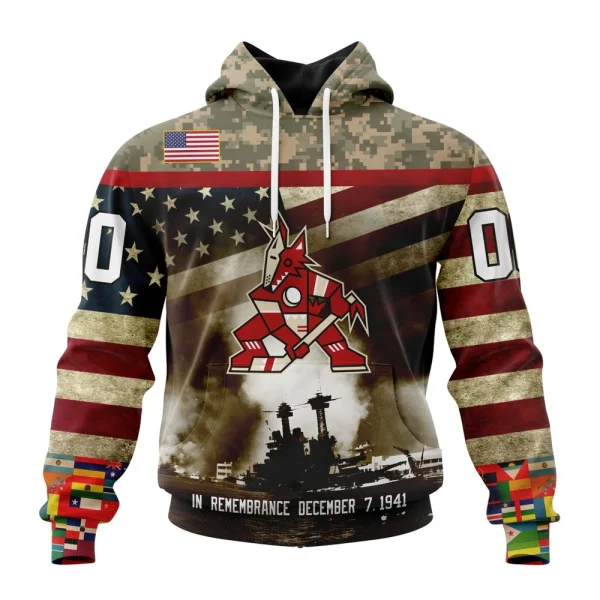 Hoodie NHL Arizona Coyotes, Specialized Unisex Kits Remember Pearl Harbor