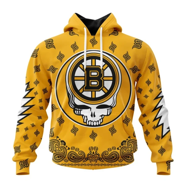 Hoodie NHL Boston Bruins Special Grateful Dead Design St2303