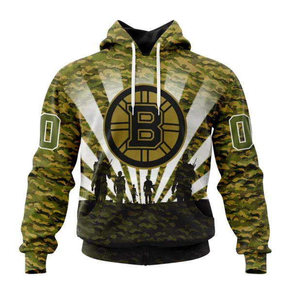 Hoodie NHL Boston Bruins Special Military Camo Kits For Veterans Day And Rememberance Day St2201