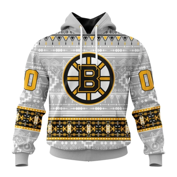 Hoodie NHL Boston Bruins Special Native Design St2302
