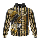 Hoodie NHL Boston Bruins Special Skull Native Design St2301