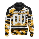 Hoodie NHL Boston Bruins Specialized Design Wih Camo Team Color And Military Force Logo