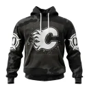 Hoodie NHL Calgary Flames Special Black Camo Design For Veterans Day St2304