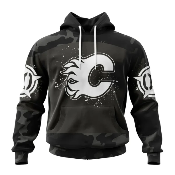 Hoodie NHL Calgary Flames Special Black Camo Design For Veterans Day St2304