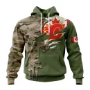 Hoodie NHL Calgary Flames Special Camo Skull Design St2303