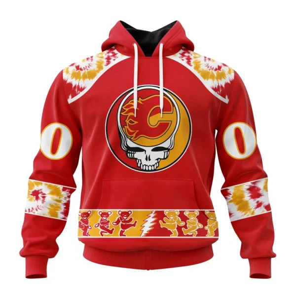 Hoodie NHL Calgary Flames Special Grateful Dead Design St2301
