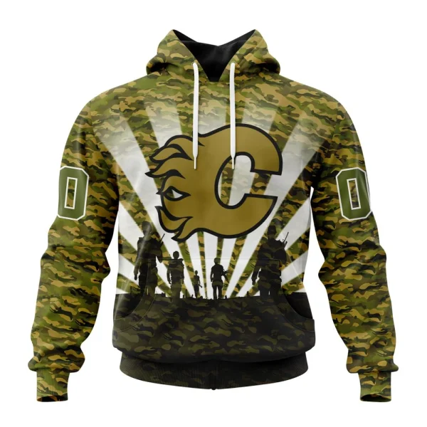 Hoodie NHL Calgary Flames Special Military Camo Kits For Veterans Day And Rememberance Day St2201