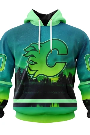 Hoodie NHL Calgary Flames Special Northern Lights Design St2302