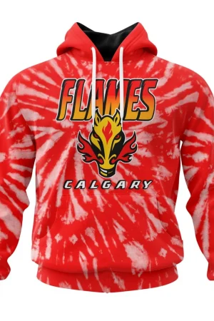Hoodie NHL Calgary Flames Special Retro Vintage Tie Dye St2201