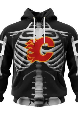 Hoodie NHL Calgary Flames Special Skeleton Costume For Halloween St2301