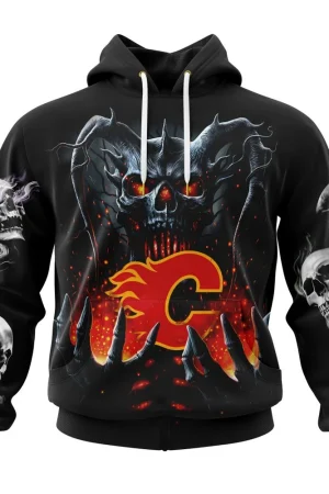 Hoodie NHL Calgary Flames Special Skull Art Design St2301