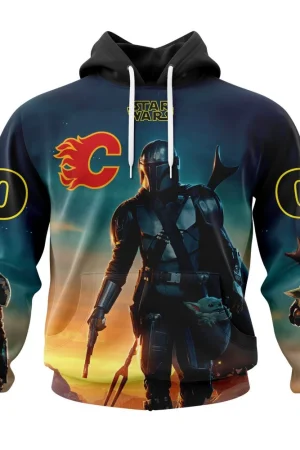 Hoodie NHL Calgary Flames Special Star Wars The Mandalorian Design St2401