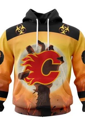 Hoodie NHL Calgary Flames Special Zombie Design For Halloween St2305