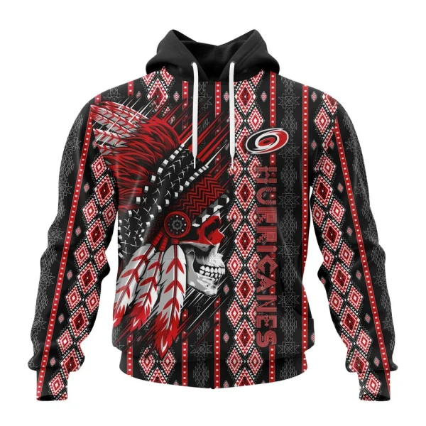 Hoodie NHL Carolina Hurricanes Special Skull Native Design St2301
